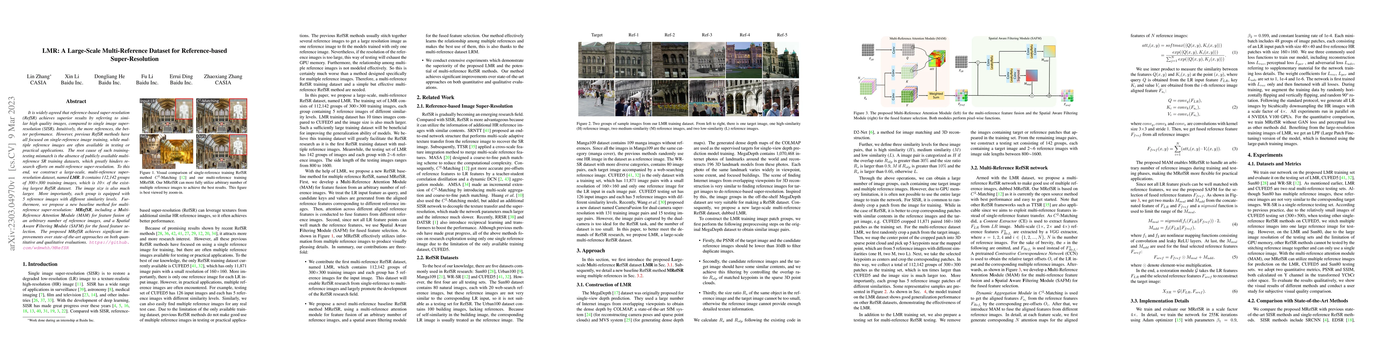 Thumbnail for LMR: A Large-Scale Multi-Reference Dataset for Reference-based
  Super-Resolution