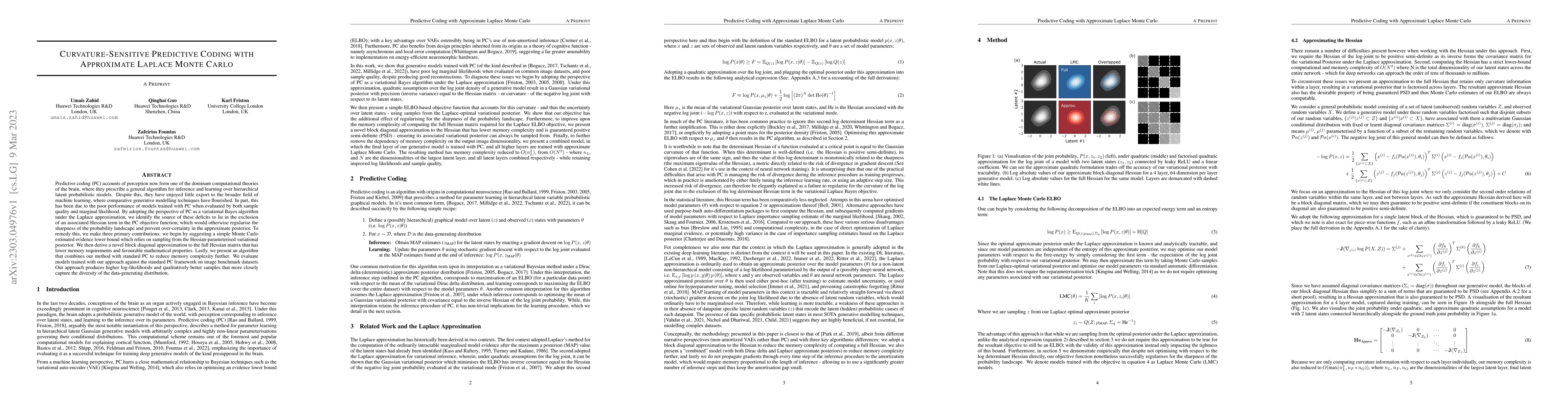 Thumbnail for Curvature-Sensitive Predictive Coding with Approximate Laplace Monte
  Carlo
