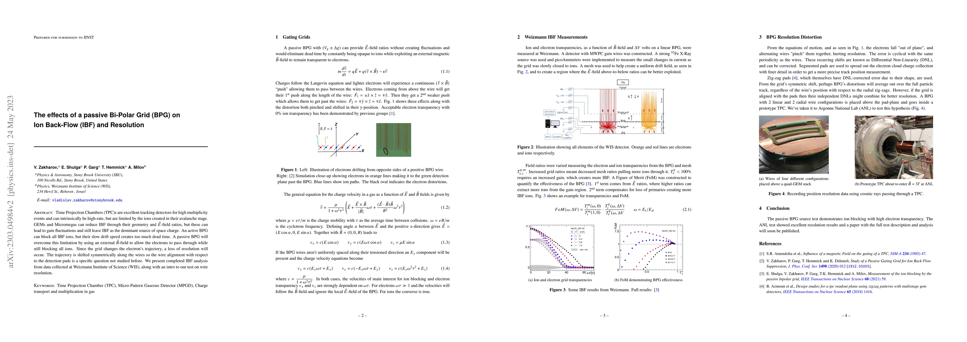 Thumbnail for The effects of a passive Bi-Polar Grid (BPG) on Ion Back-Flow (IBF) and
  Resolution