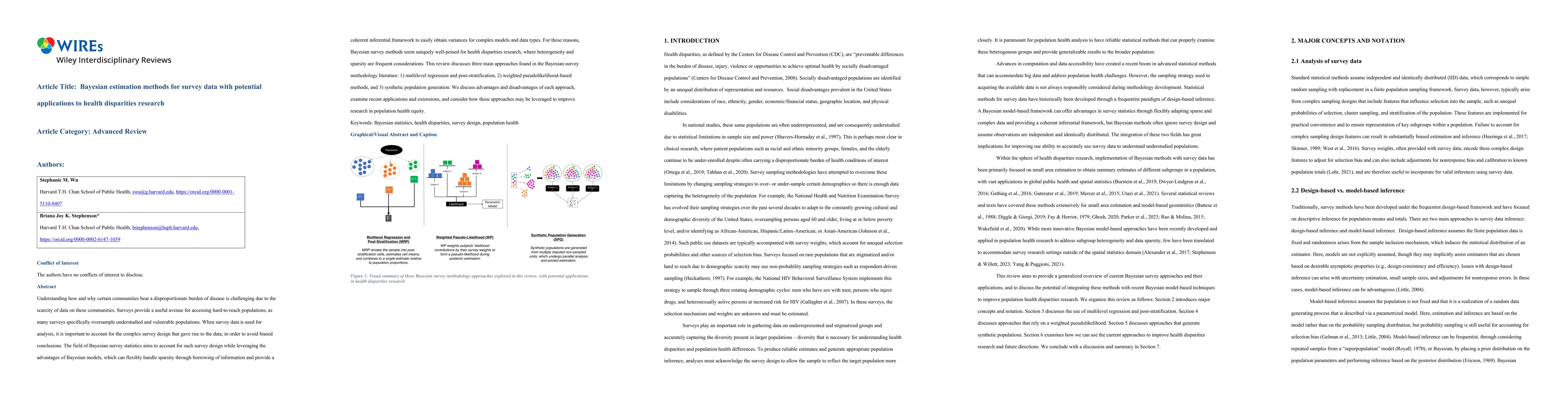 Thumbnail for Bayesian estimation methods for survey data with potential applications
  to health disparities research