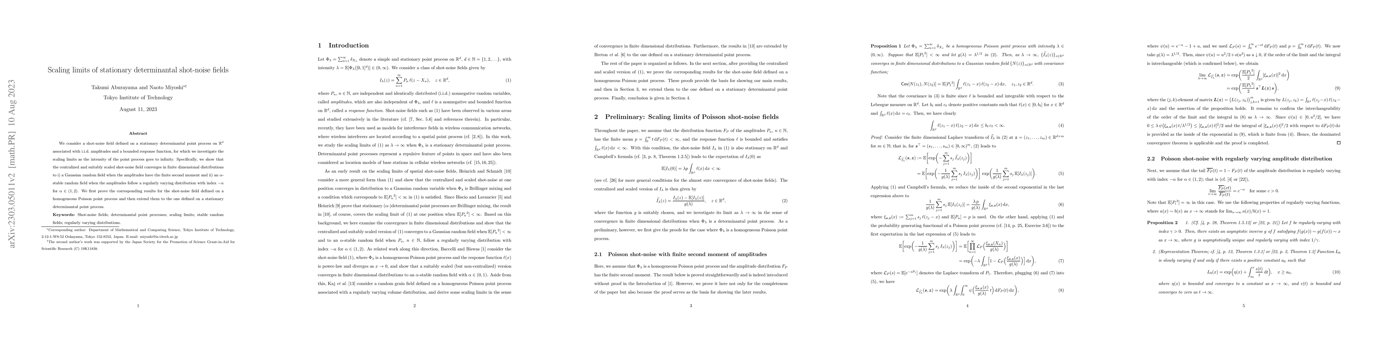 Thumbnail for Scaling limits of stationary determinantal shot-noise fields