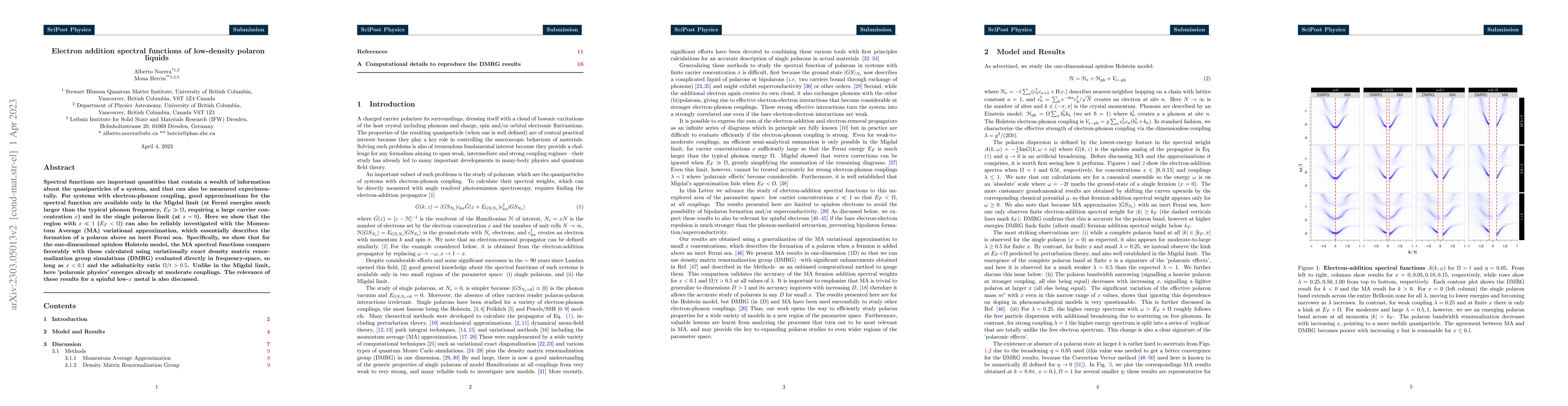 Thumbnail for Electron addition spectral functions of low-density polaron liquids