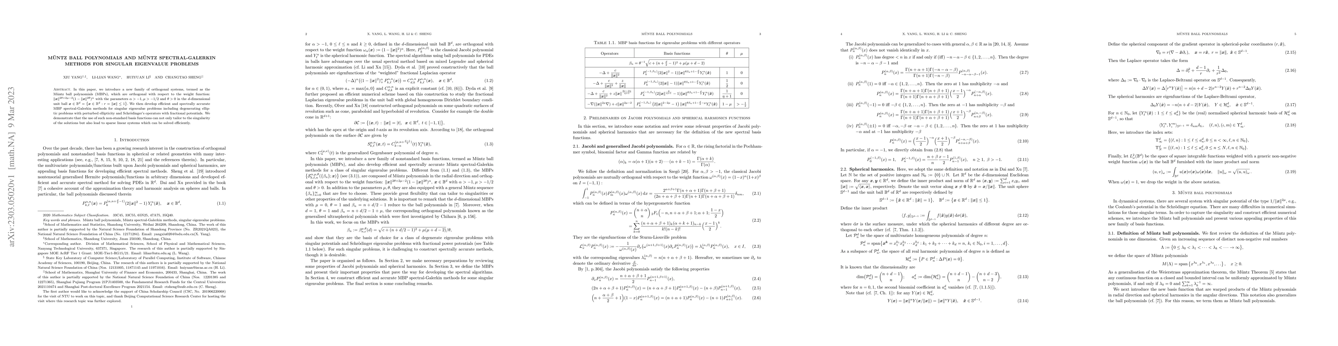 Thumbnail for M\"untz ball polynomials and M\"untz spectral-Galerkin methods for
  singular eigenvalue problems