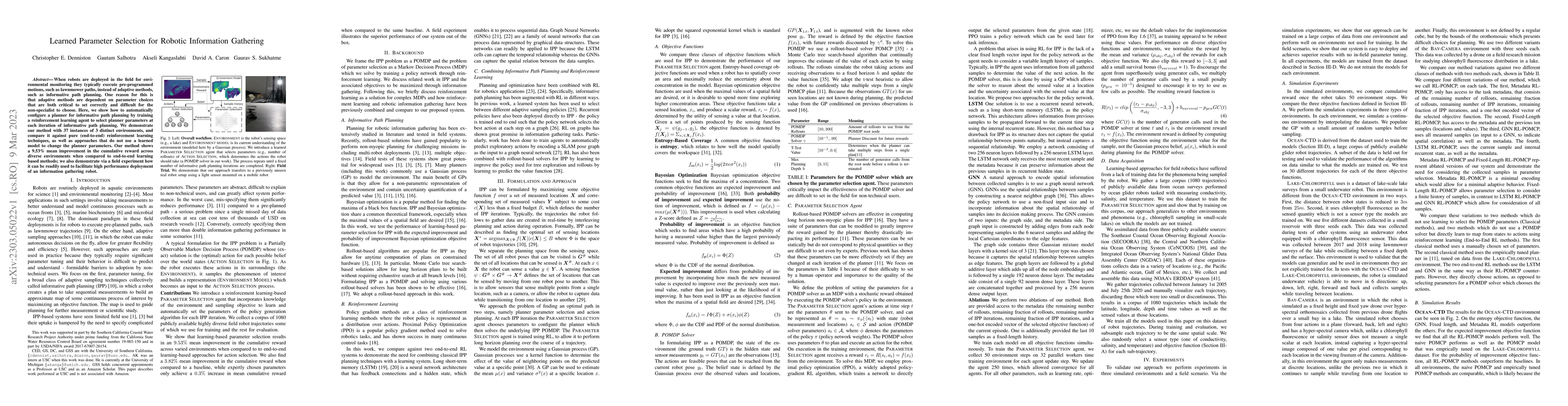 Thumbnail for Learned Parameter Selection for Robotic Information Gathering