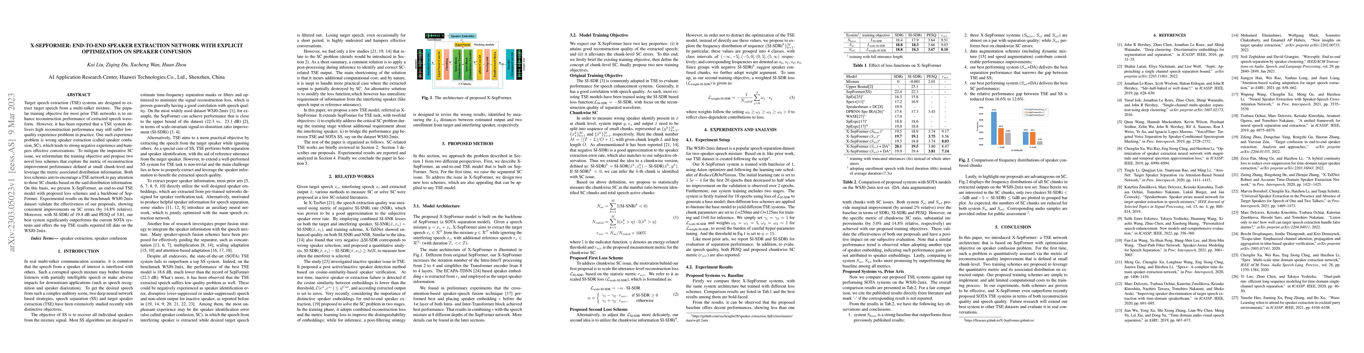 Thumbnail for X-SepFormer: End-to-end Speaker Extraction Network with Explicit
  Optimization on Speaker Confusion