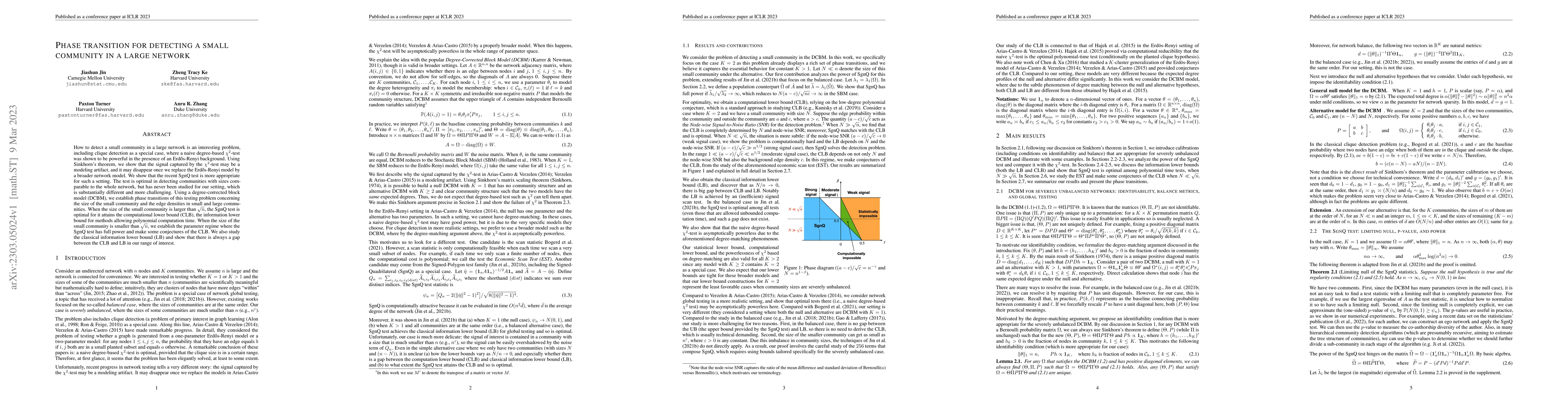 Thumbnail for Phase transition for detecting a small community in a large network