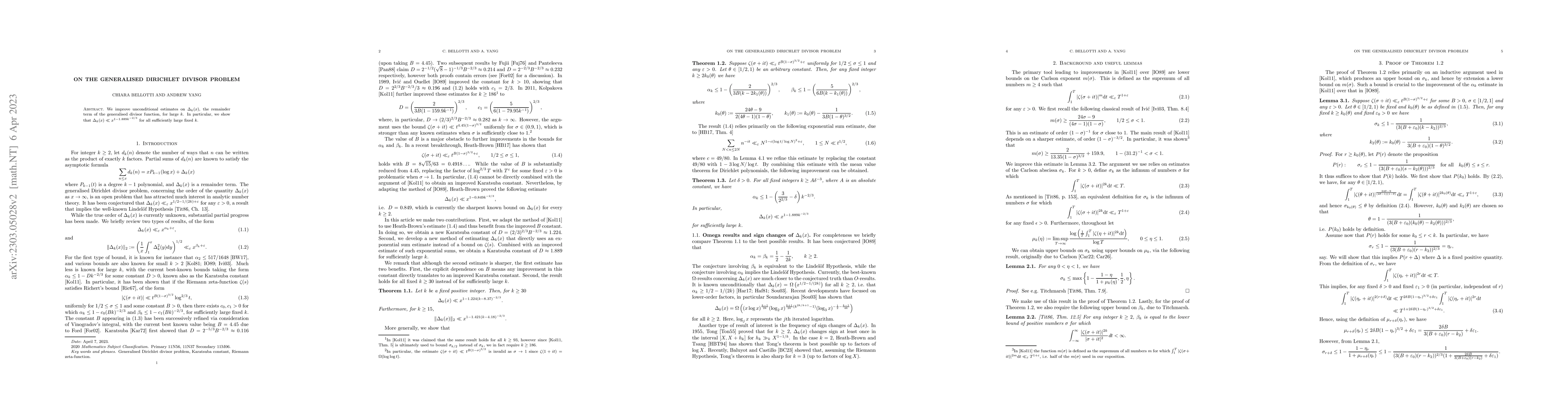 Thumbnail for On the generalised Dirichlet divisor problem