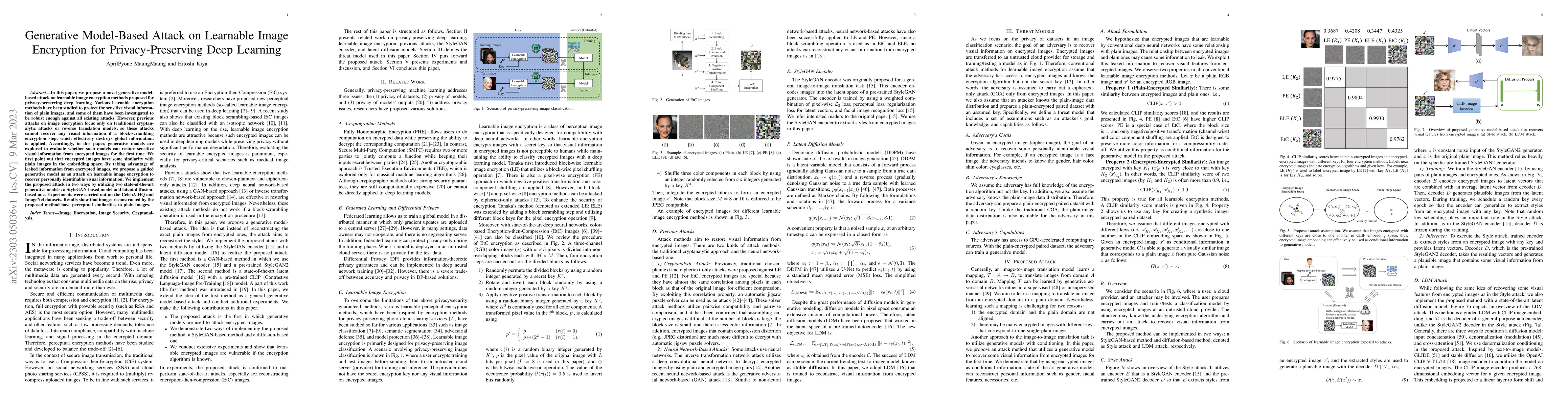 Thumbnail for Generative Model-Based Attack on Learnable Image Encryption for
  Privacy-Preserving Deep Learning