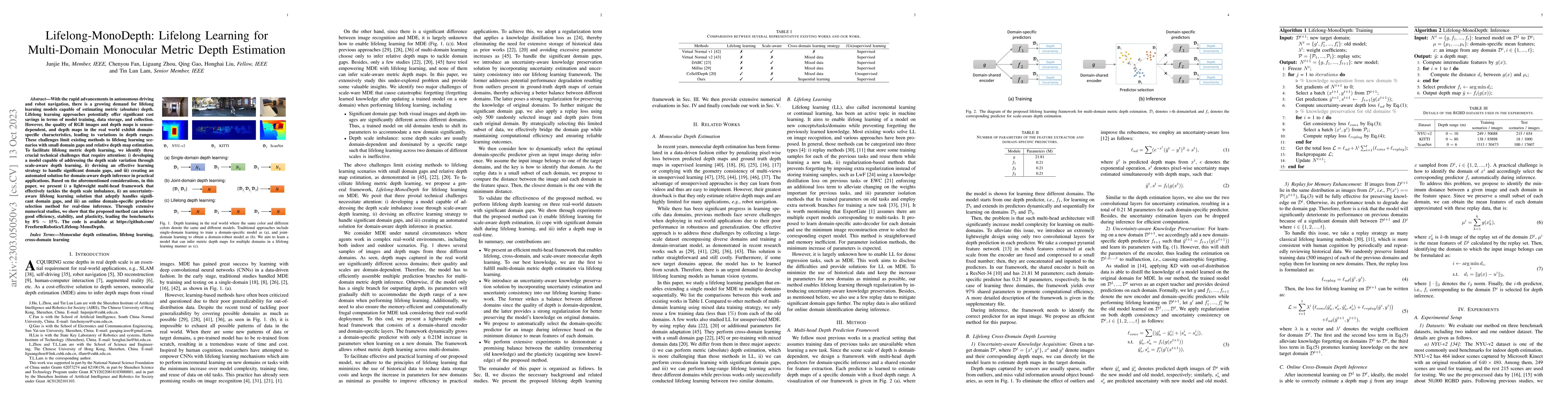 Thumbnail for Lifelong-MonoDepth: Lifelong Learning for Multi-Domain Monocular Metric
  Depth Estimation