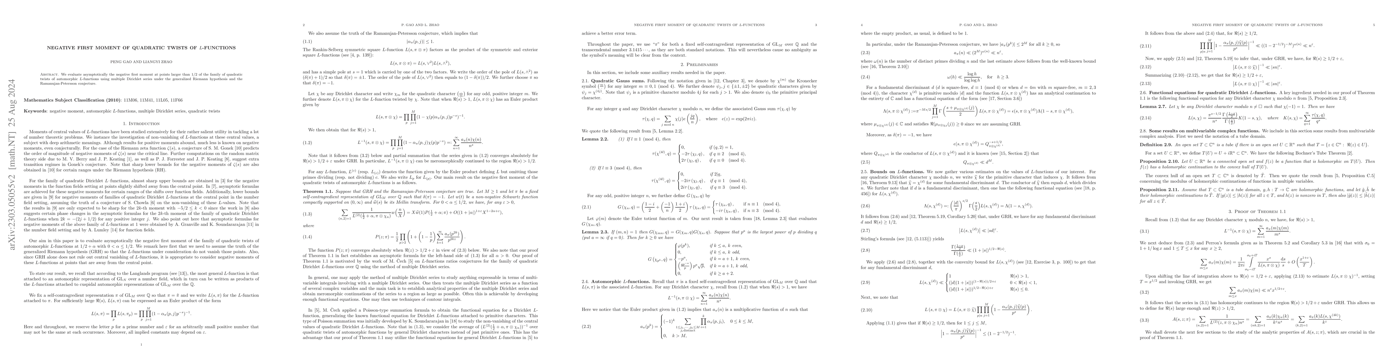 Thumbnail for Negative first moment of quadratic twists of $L$-functions