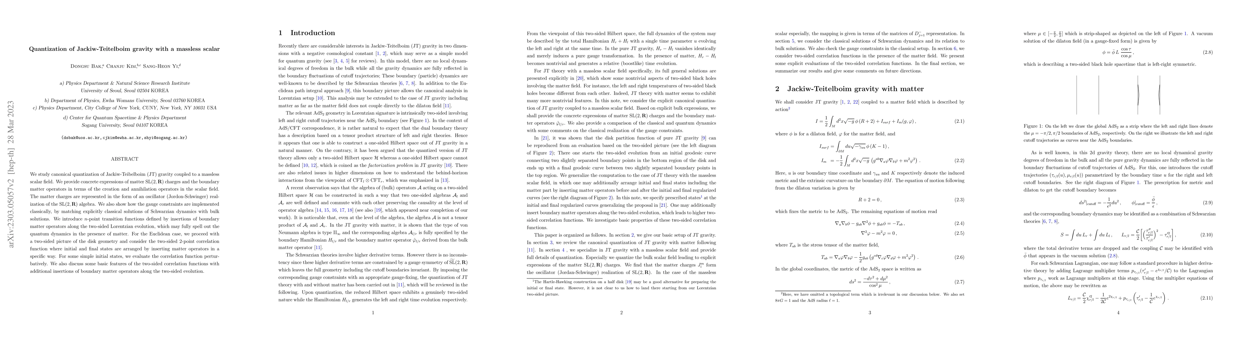 Thumbnail for Quantization of Jackiw-Teitelboim gravity with a massless scalar