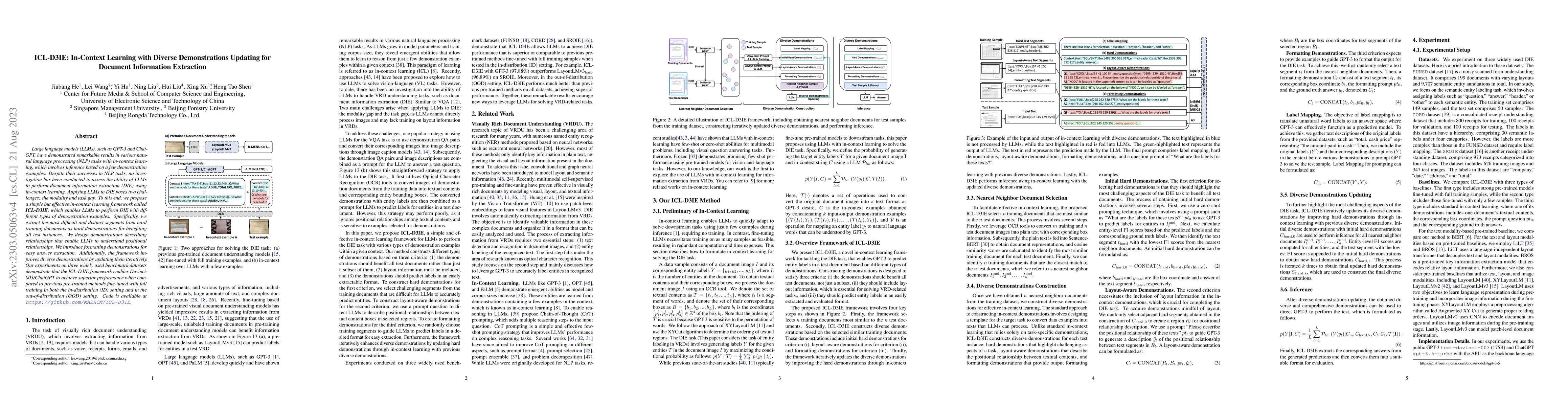 Thumbnail for ICL-D3IE: In-Context Learning with Diverse Demonstrations Updating for
  Document Information Extraction