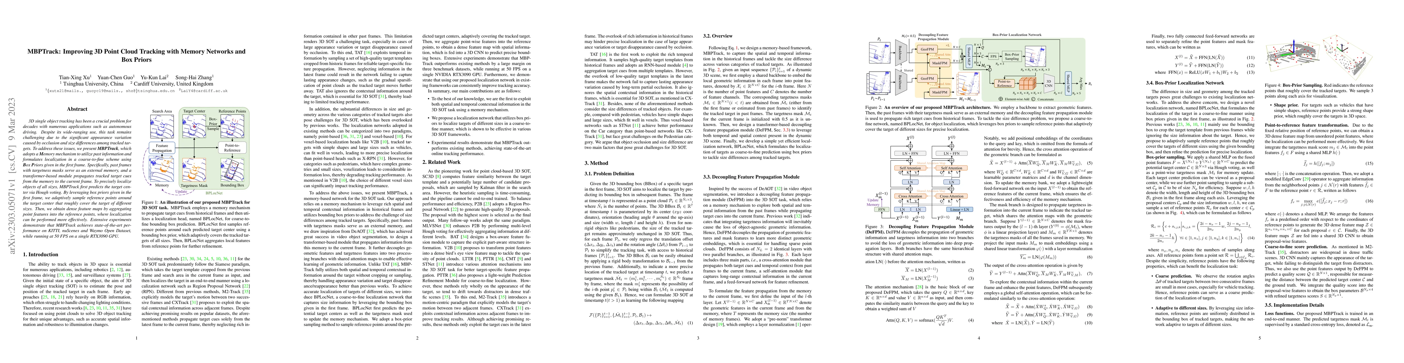 Thumbnail for MBPTrack: Improving 3D Point Cloud Tracking with Memory Networks and Box
  Priors