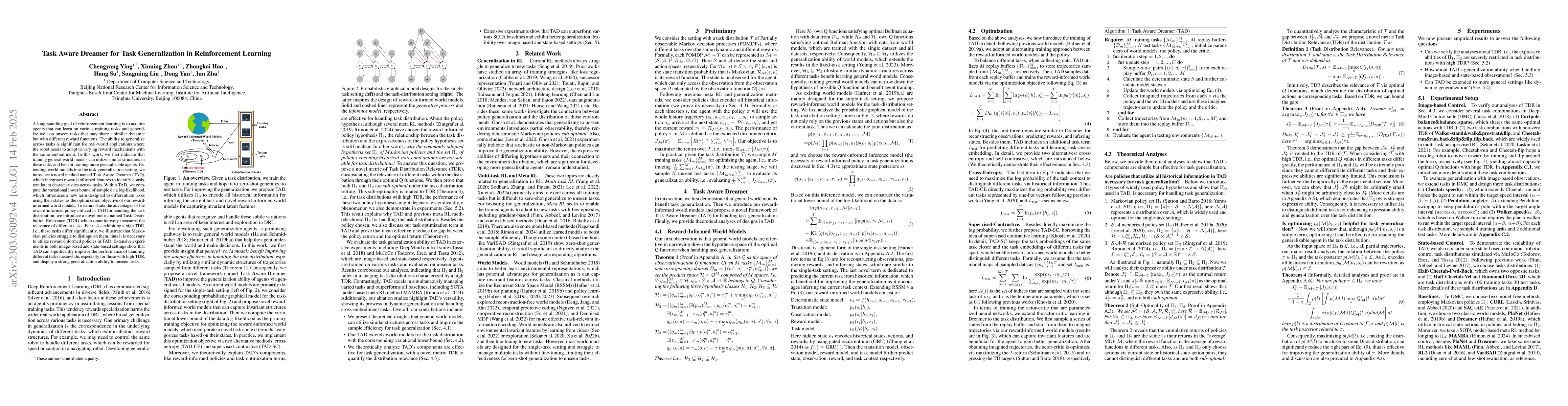 Thumbnail for Task Aware Dreamer for Task Generalization in Reinforcement Learning
