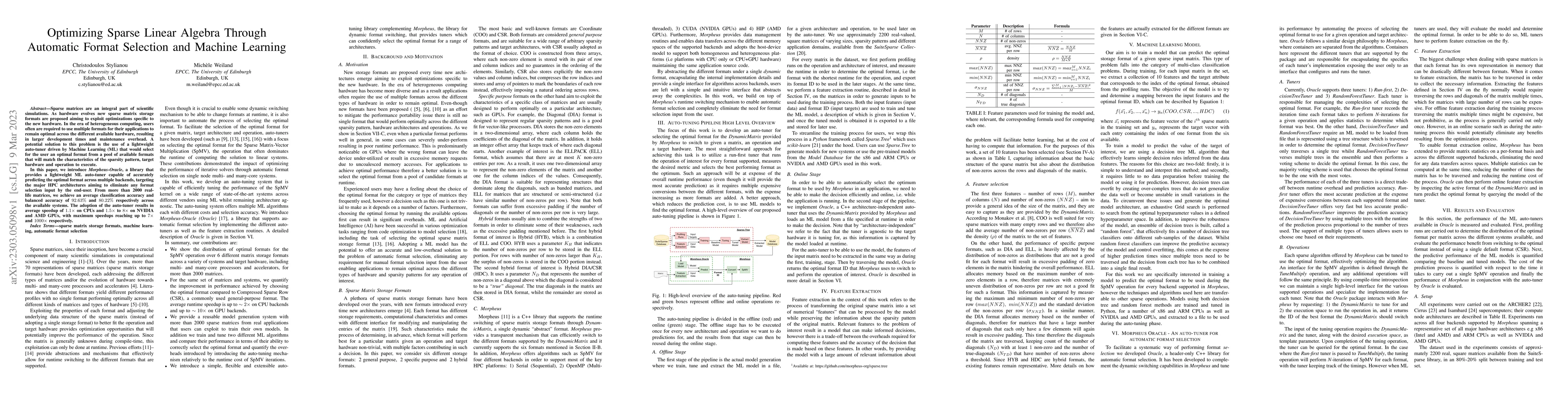 Thumbnail for Optimizing Sparse Linear Algebra Through Automatic Format Selection and
  Machine Learning