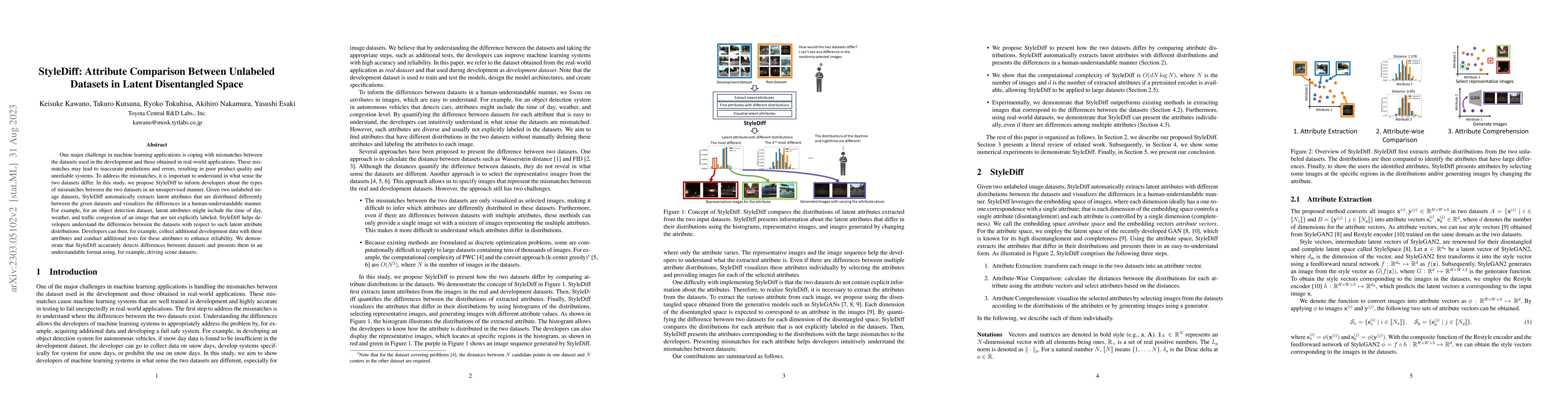 Thumbnail for StyleDiff: Attribute Comparison Between Unlabeled Datasets in Latent
  Disentangled Space
