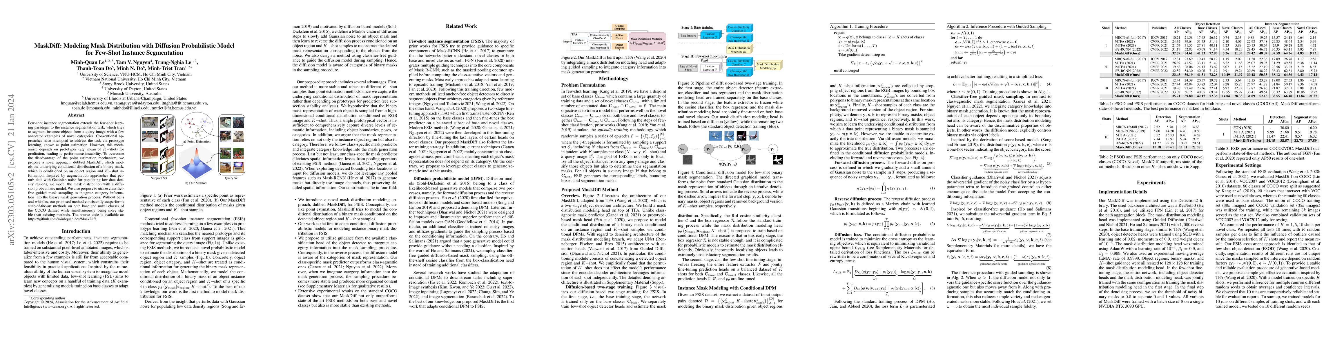 Thumbnail for MaskDiff: Modeling Mask Distribution with Diffusion Probabilistic Model
  for Few-Shot Instance Segmentation