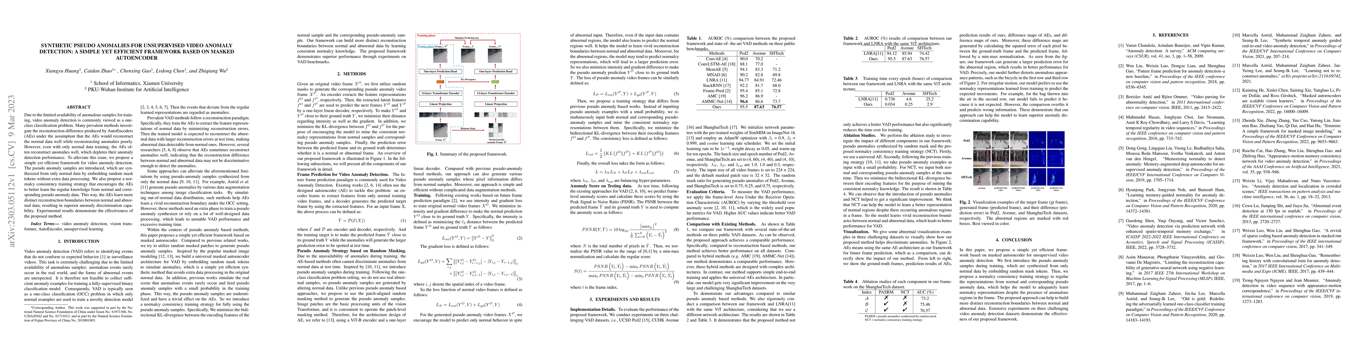 Thumbnail for Synthetic Pseudo Anomalies for Unsupervised Video Anomaly Detection: A
  Simple yet Efficient Framework based on Masked Autoencoder