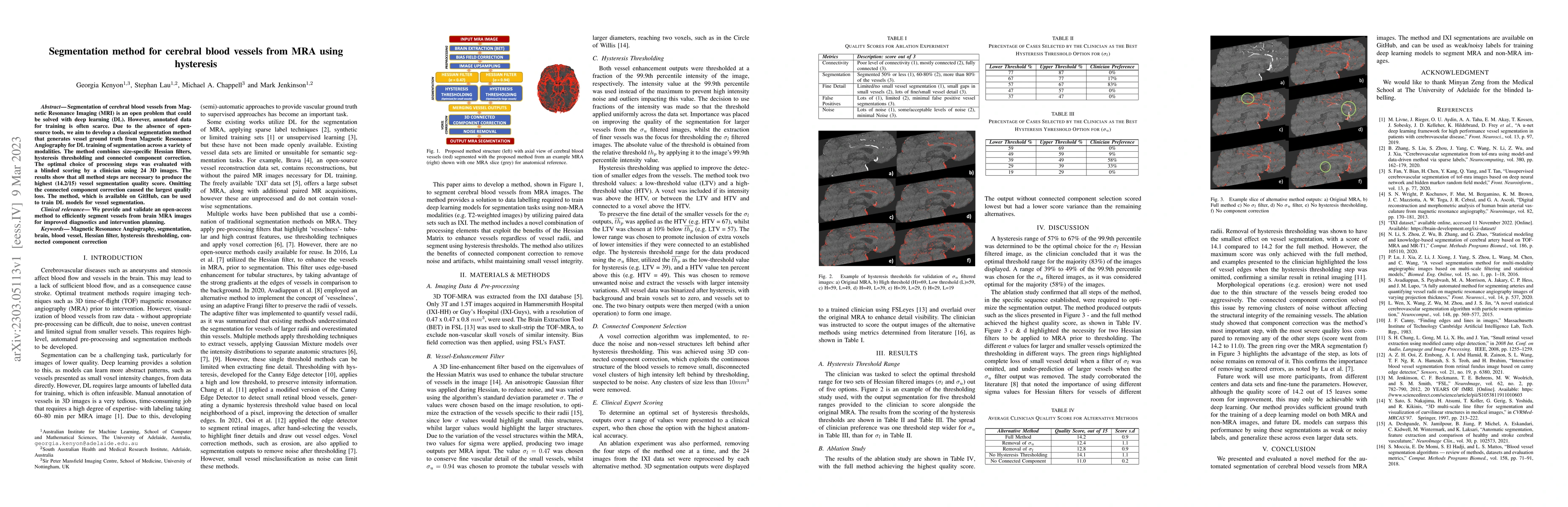 Thumbnail for Segmentation method for cerebral blood vessels from MRA using hysteresis