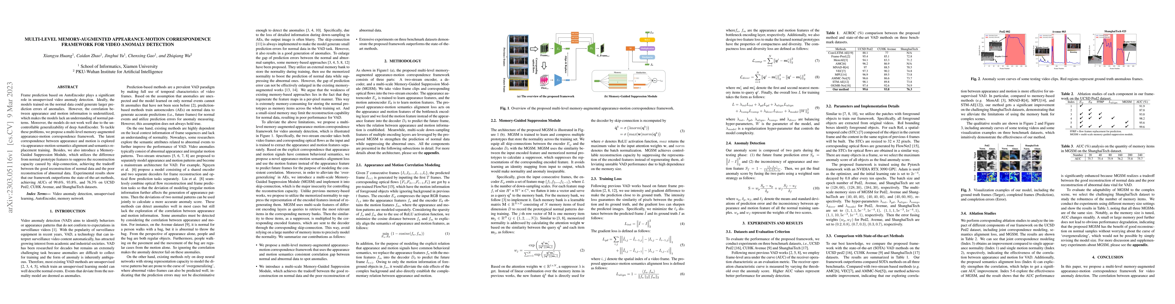 Thumbnail for Multi-level Memory-augmented Appearance-Motion Correspondence Framework
  for Video Anomaly Detection