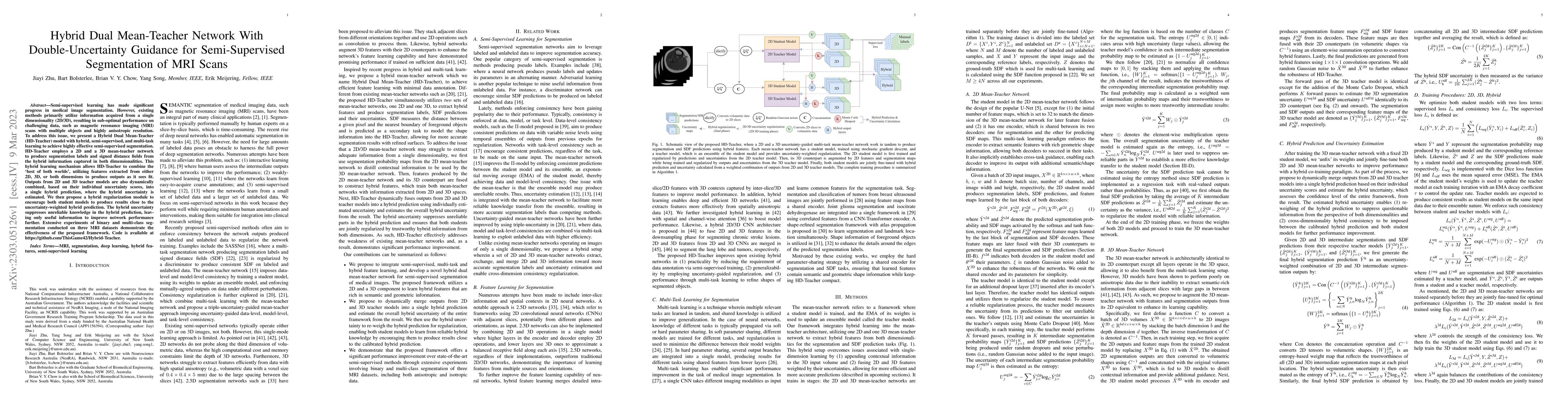 Thumbnail for Hybrid Dual Mean-Teacher Network With Double-Uncertainty Guidance for
  Semi-Supervised Segmentation of MRI Scans