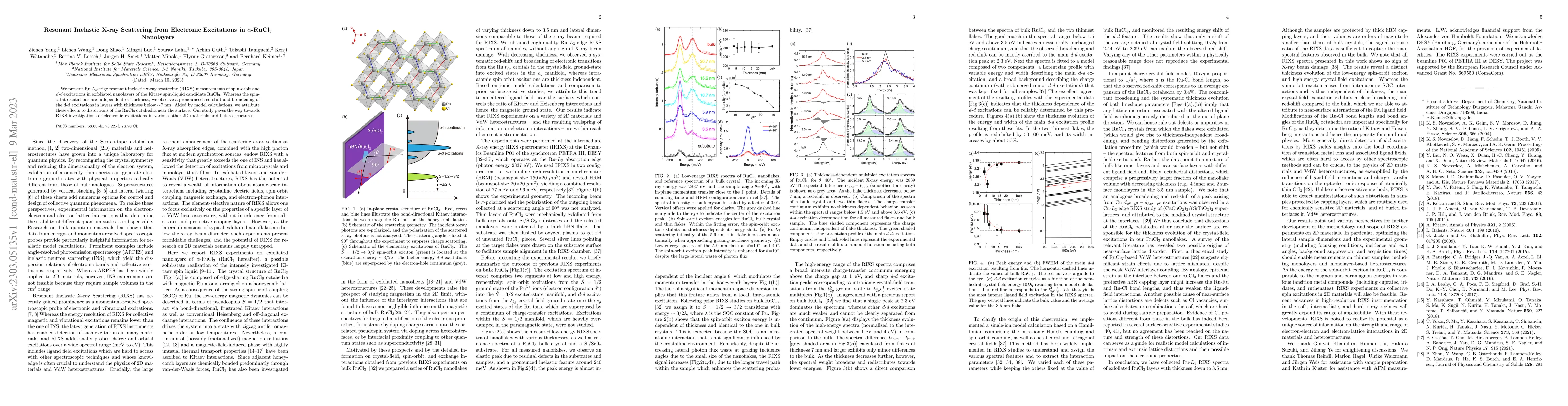 Thumbnail for Resonant Inelastic X-ray Scattering from Electronic Excitations in
  $\alpha$-RuCl$_3$ Nanolayers