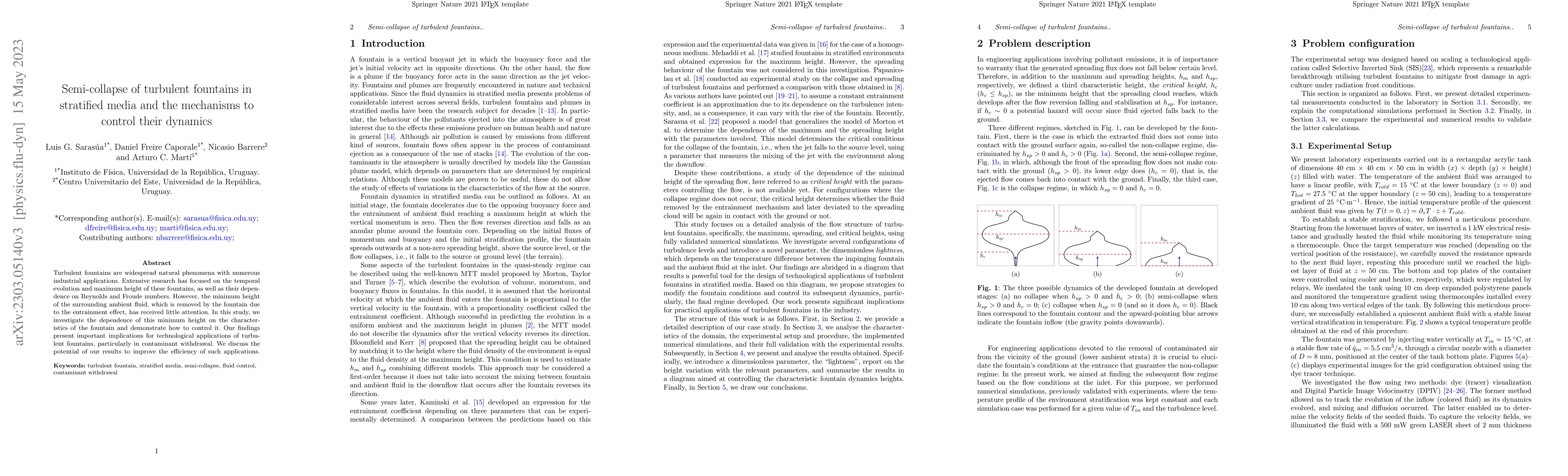 Thumbnail for Semi-collapse of turbulent fountains in stratified media and the
  mechanisms to control their dynamics