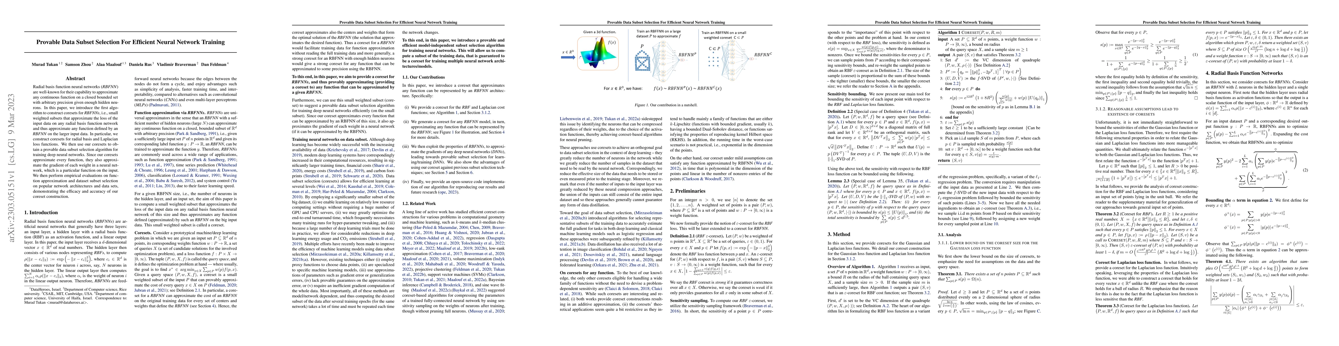 Thumbnail for Provable Data Subset Selection For Efficient Neural Network Training
