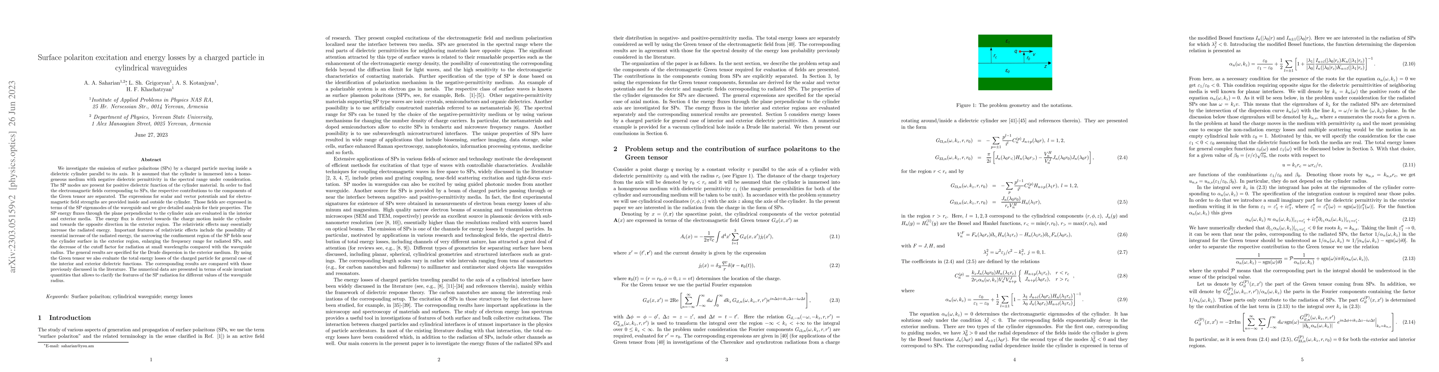 Thumbnail for Surface polariton excitation and energy losses by a charged particle in
  cylindrical waveguides