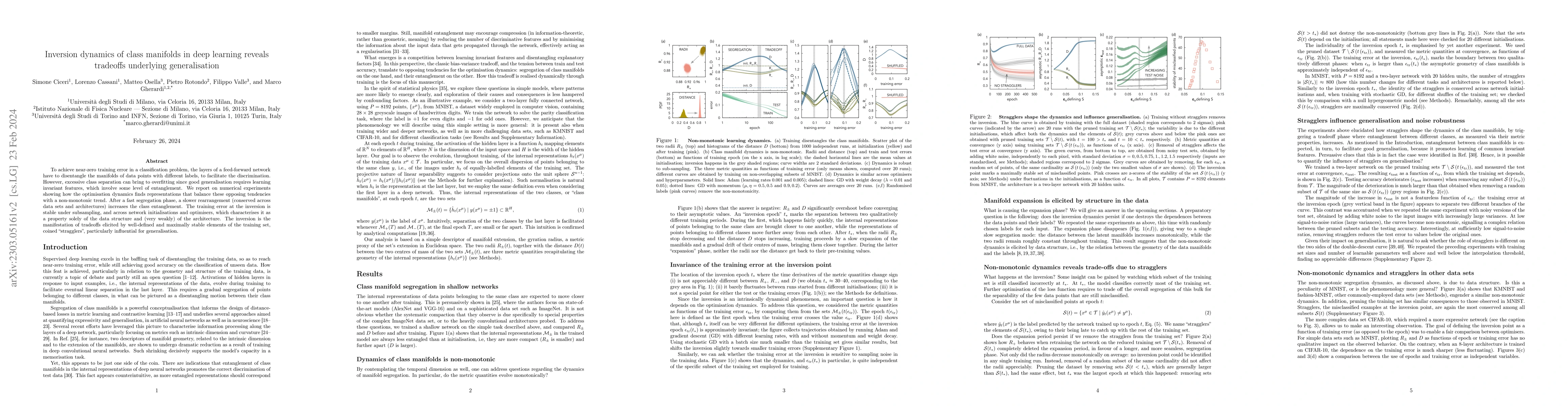 Thumbnail for Inversion dynamics of class manifolds in deep learning reveals tradeoffs
  underlying generalisation