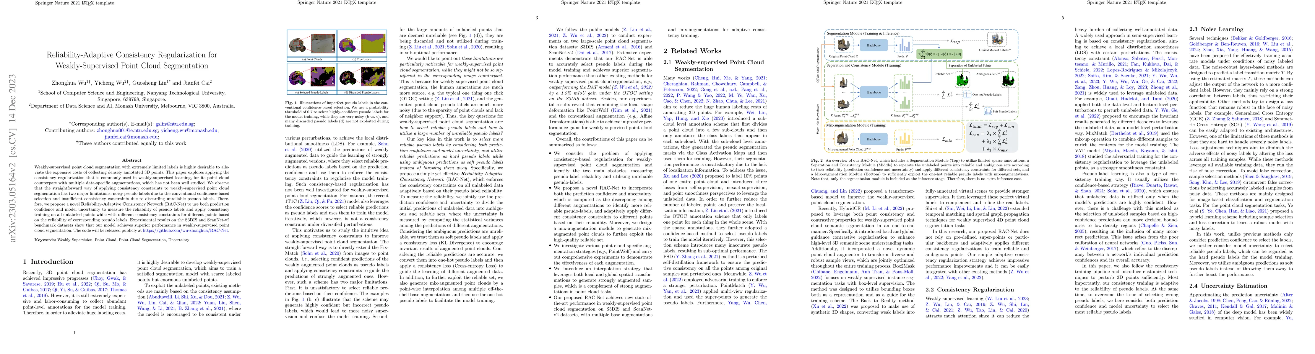 Thumbnail for Reliability-Adaptive Consistency Regularization for Weakly-Supervised
  Point Cloud Segmentation