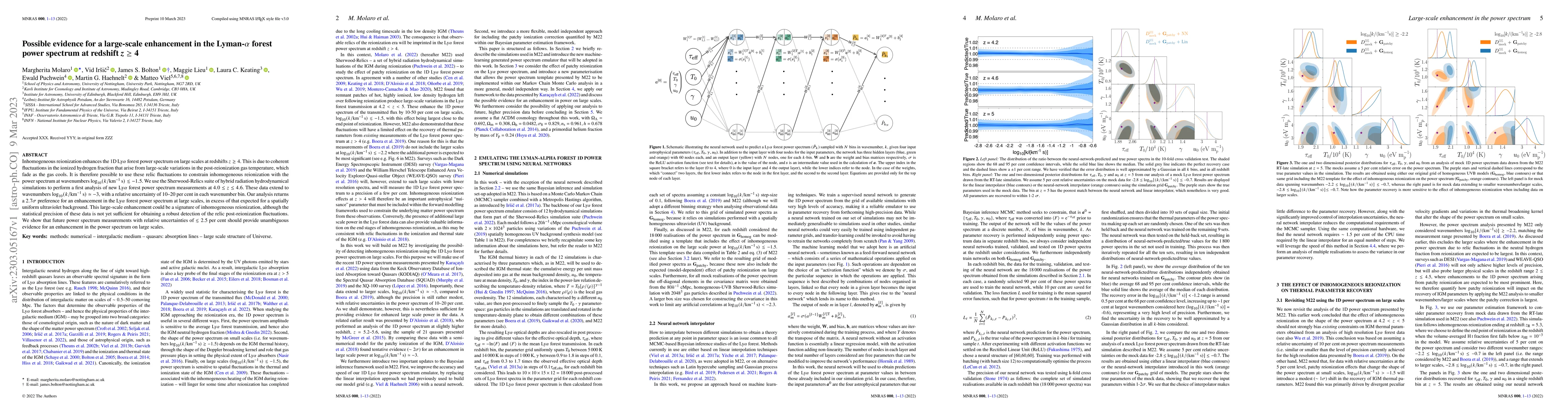 Thumbnail for Possible evidence for a large-scale enhancement in the Lyman-$\alpha$
  forest power spectrum at redshift $\mathbf{\textit{z}\geq 4}$