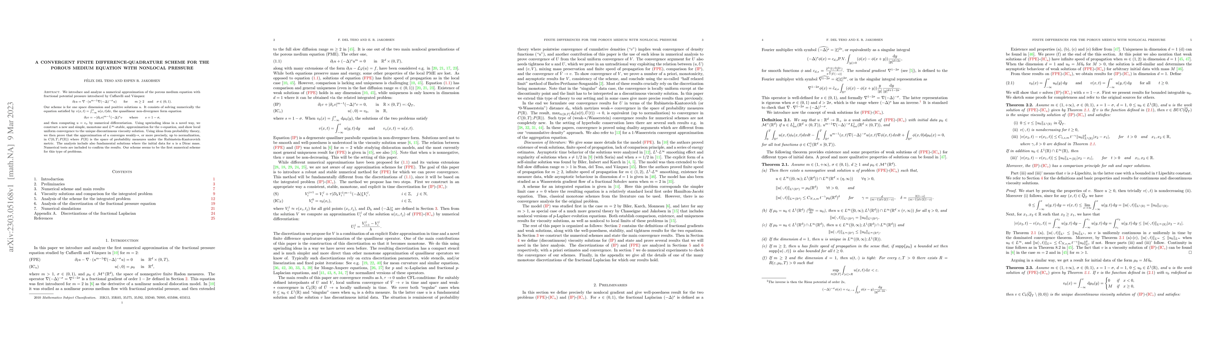 Thumbnail for A convergent finite difference-quadrature scheme for the porous medium
  equation with nonlocal pressure