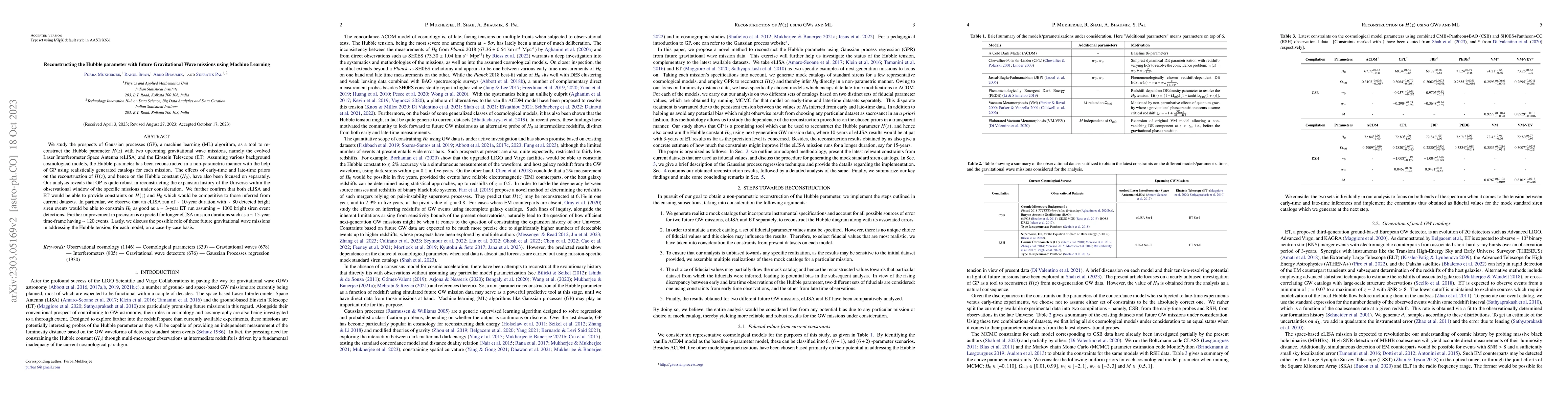Thumbnail for Reconstructing the Hubble parameter with future Gravitational Wave
  missions using Machine Learning