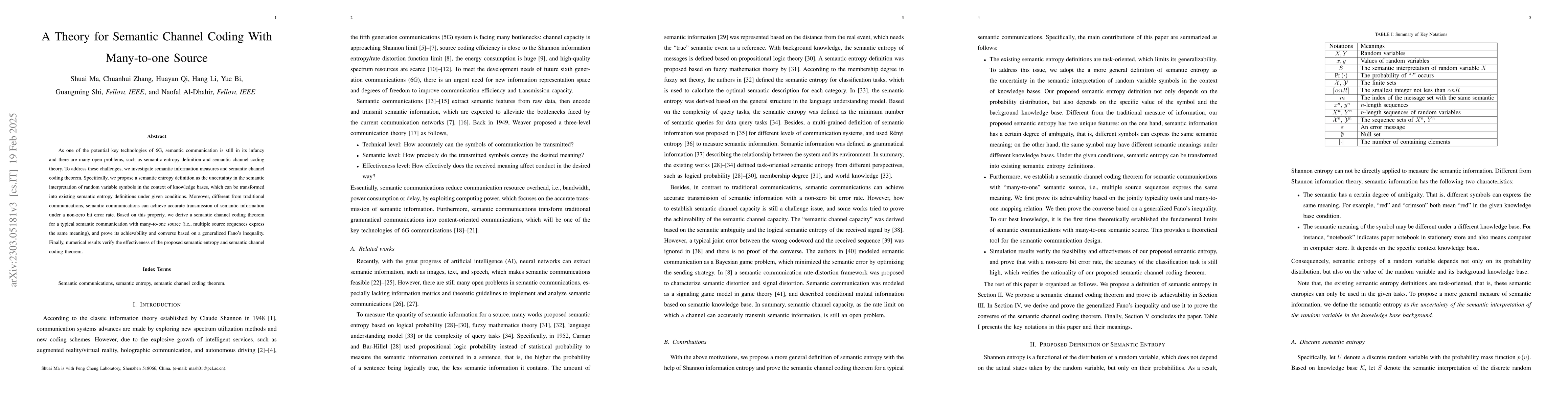 Thumbnail for A Theory for Semantic Channel Coding With Many-to-one Source