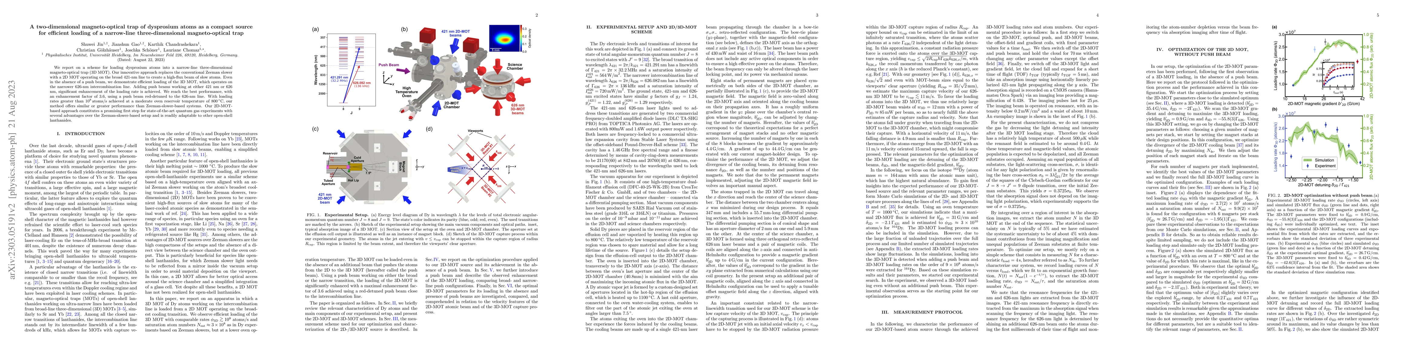 Thumbnail for A two-dimensional magneto-optical trap of dysprosium atoms as a compact
  source for efficient loading of a narrow-line three-dimensional
  magneto-optical trap