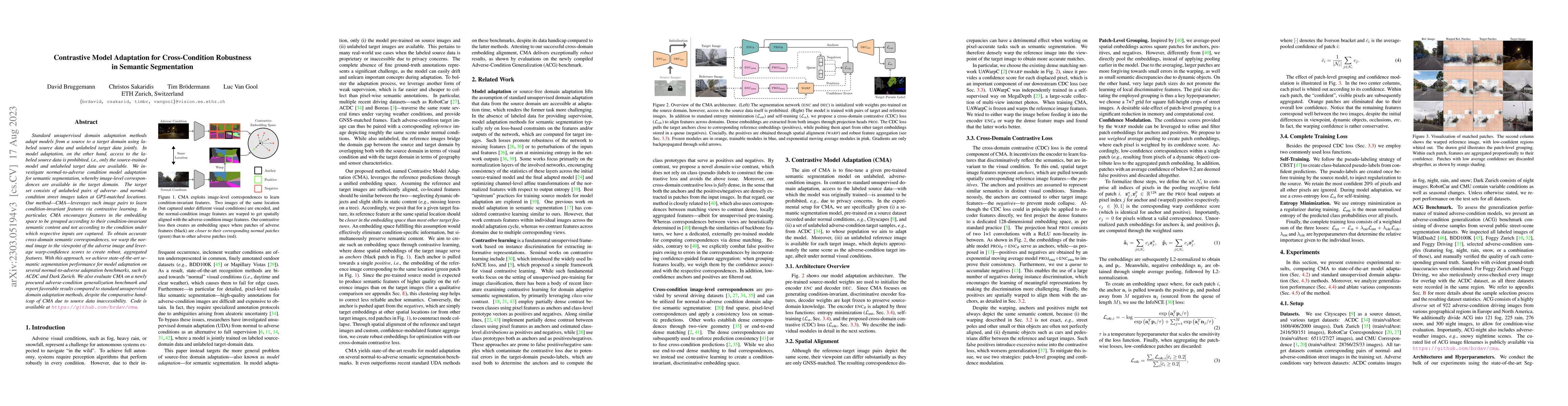 Thumbnail for Contrastive Model Adaptation for Cross-Condition Robustness in Semantic
  Segmentation