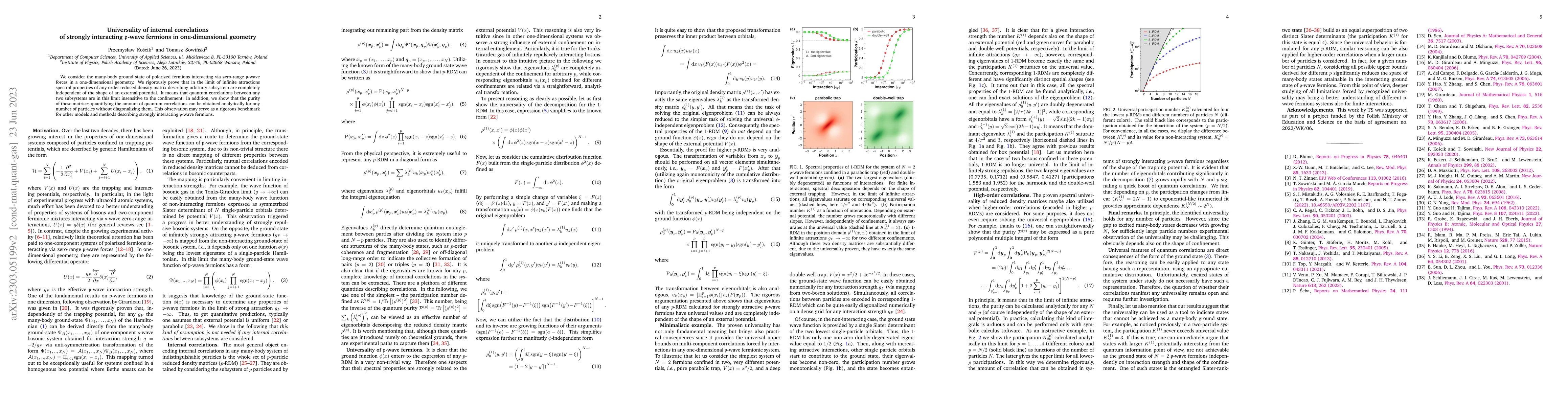 Thumbnail for Universality of internal correlations of strongly interacting p-wave
  fermions in one-dimensional geometry