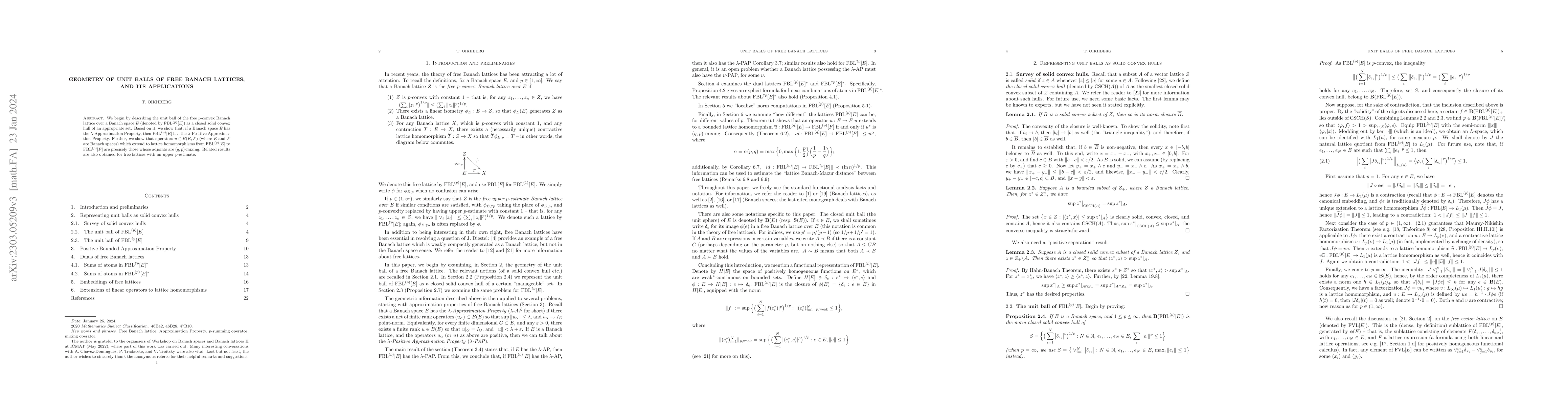 Thumbnail for Geometry of unit balls of free Banach lattices, and its applications