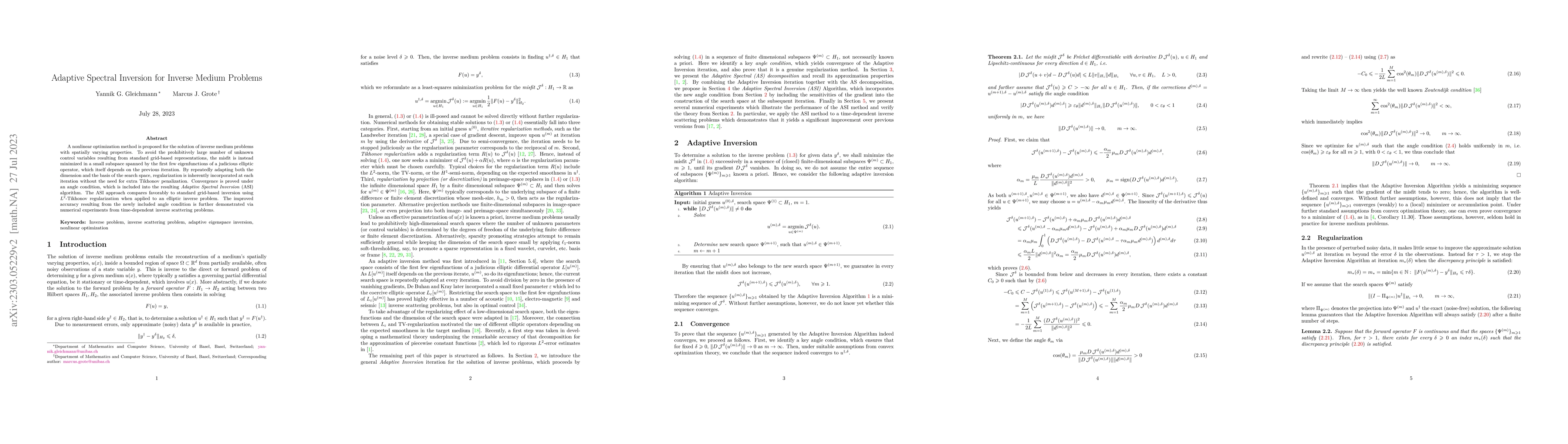 Thumbnail for Adaptive Spectral Inversion for Inverse Medium Problems