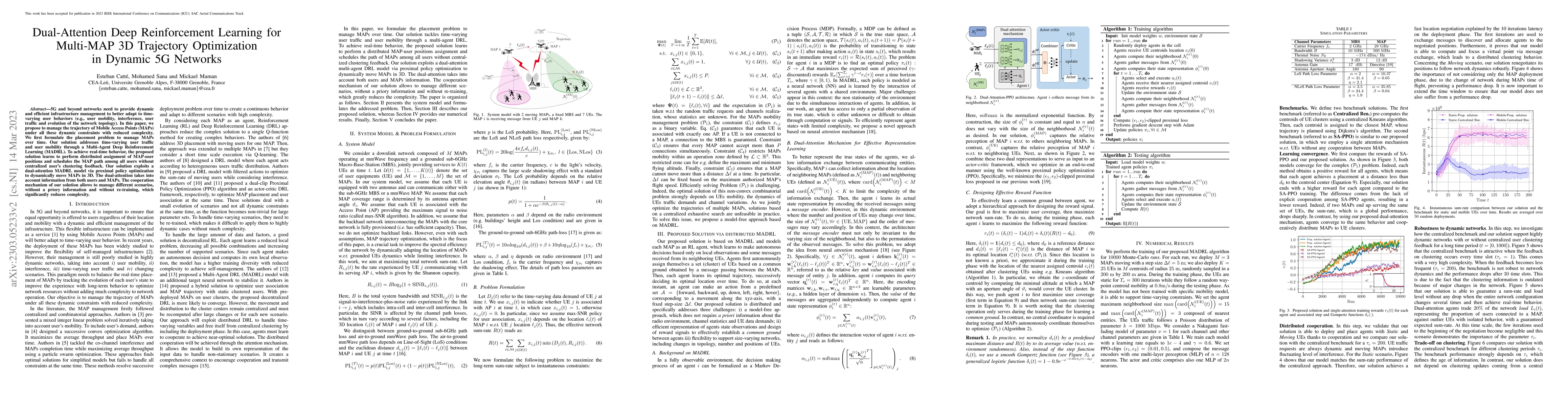 Thumbnail for Dual-Attention Deep Reinforcement Learning for Multi-MAP 3D Trajectory
  Optimization in Dynamic 5G Networks