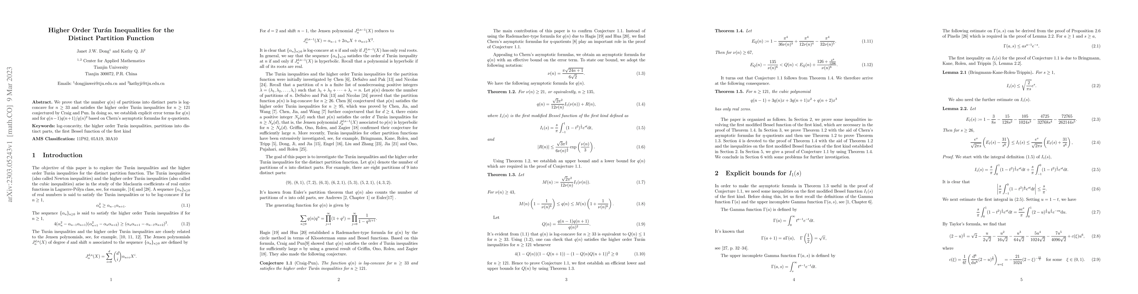 Thumbnail for Higher Order Turan Inequalities for the Distinct Partition Function