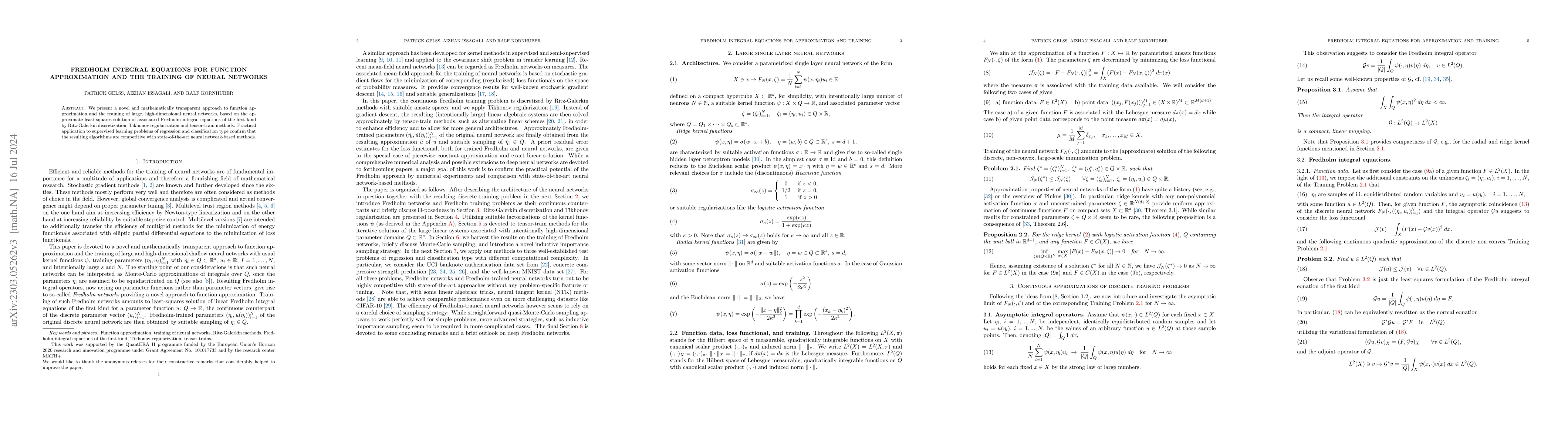 Thumbnail for Fredholm integral equations for function approximation and the training
  of neural networks