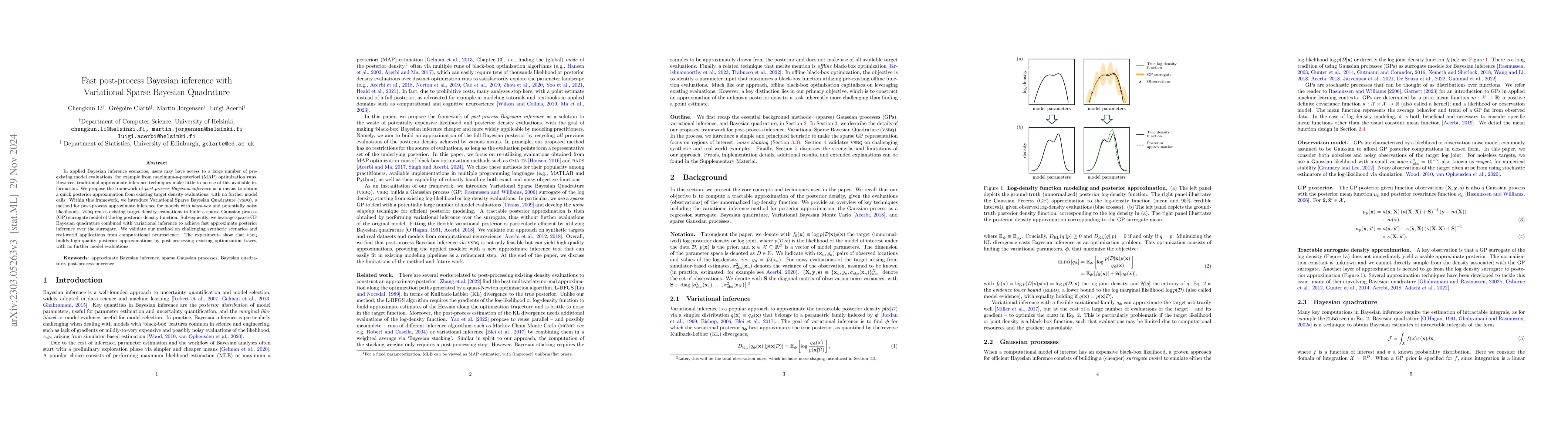 Thumbnail for Fast post-process Bayesian inference with Variational Sparse Bayesian
  Quadrature