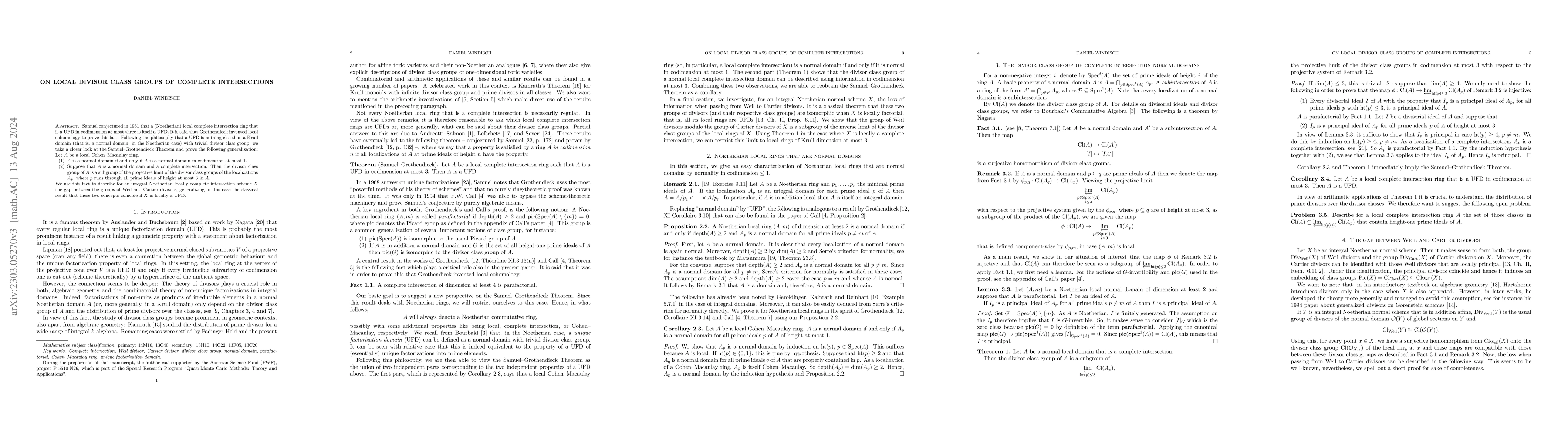 Thumbnail for On local divisor class groups of complete intersections