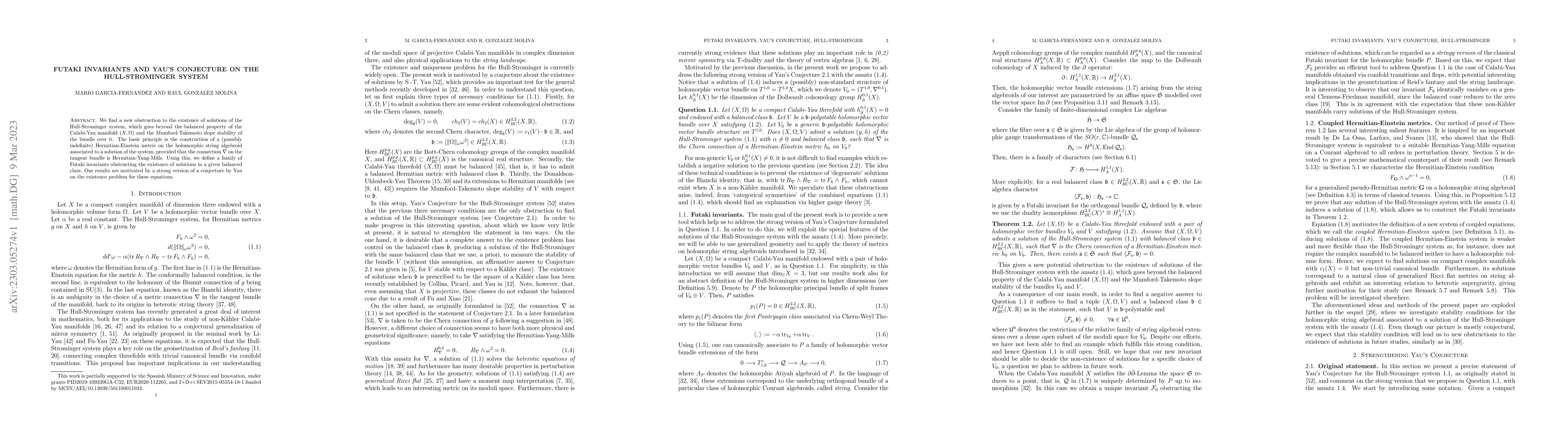 Thumbnail for Futaki Invariants and Yau's Conjecture on the Hull-Strominger system