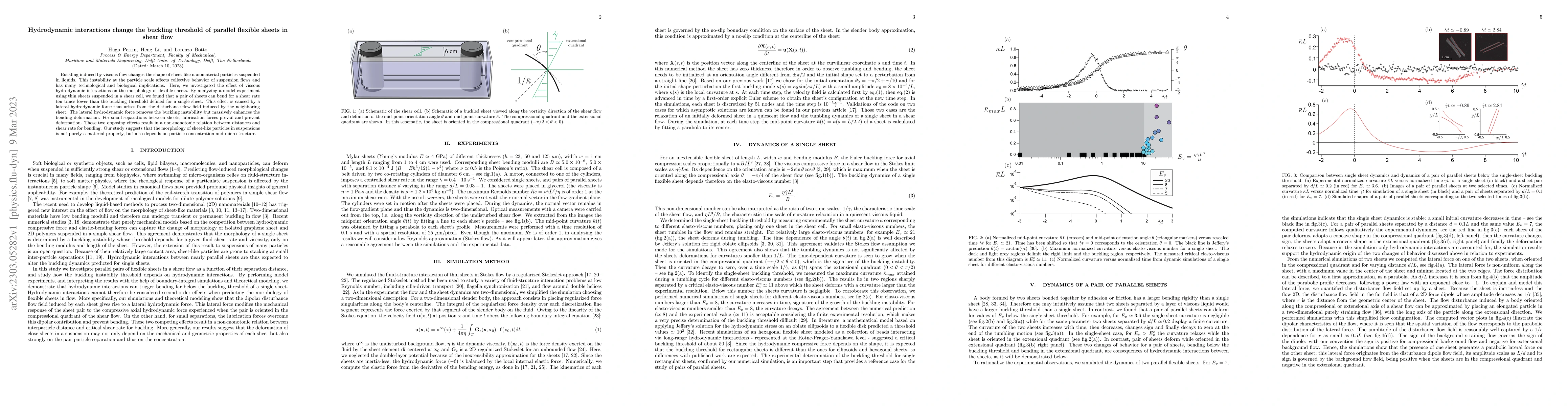Thumbnail for Hydrodynamic interactions change the buckling threshold of parallel
  flexible sheets in shear flow