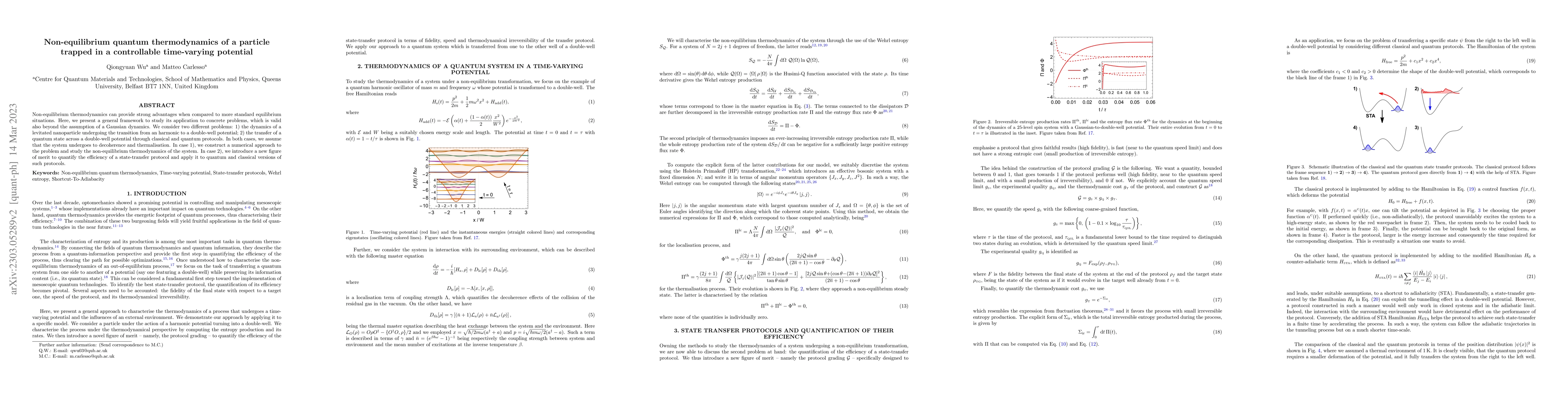 Thumbnail for Non-equilibrium quantum thermodynamics of a particle trapped in a
  controllable time-varying potential