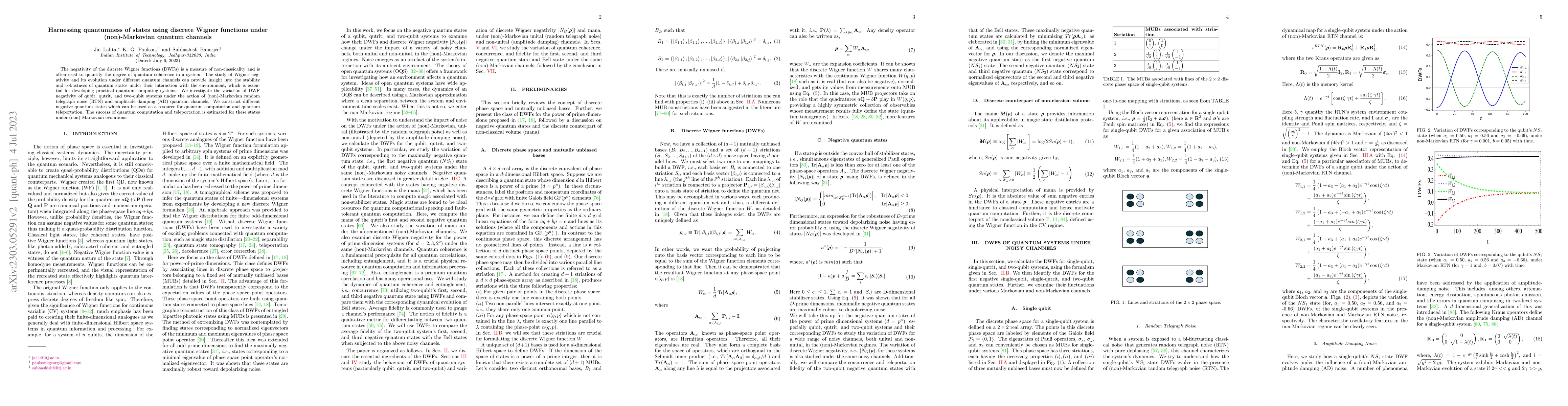 Thumbnail for Harnessing quantumness of states using discrete Wigner functions under
  (non)-Markovian quantum channels