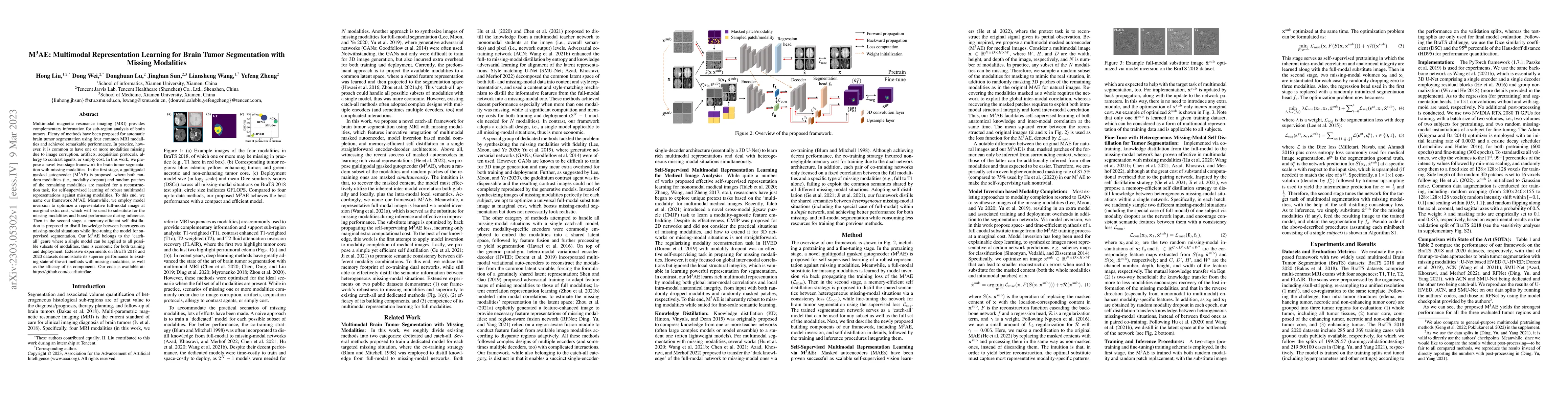 Thumbnail for M3AE: Multimodal Representation Learning for Brain Tumor Segmentation
  with Missing Modalities